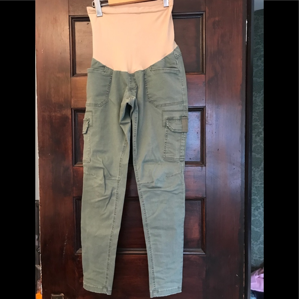 Green skinny cargo pants maternity SZ XS